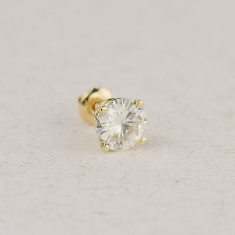 14K 585 Yellow Gold Screw Back 1.0Carat ctw Lab Grown Moissanite Diamond Earrings