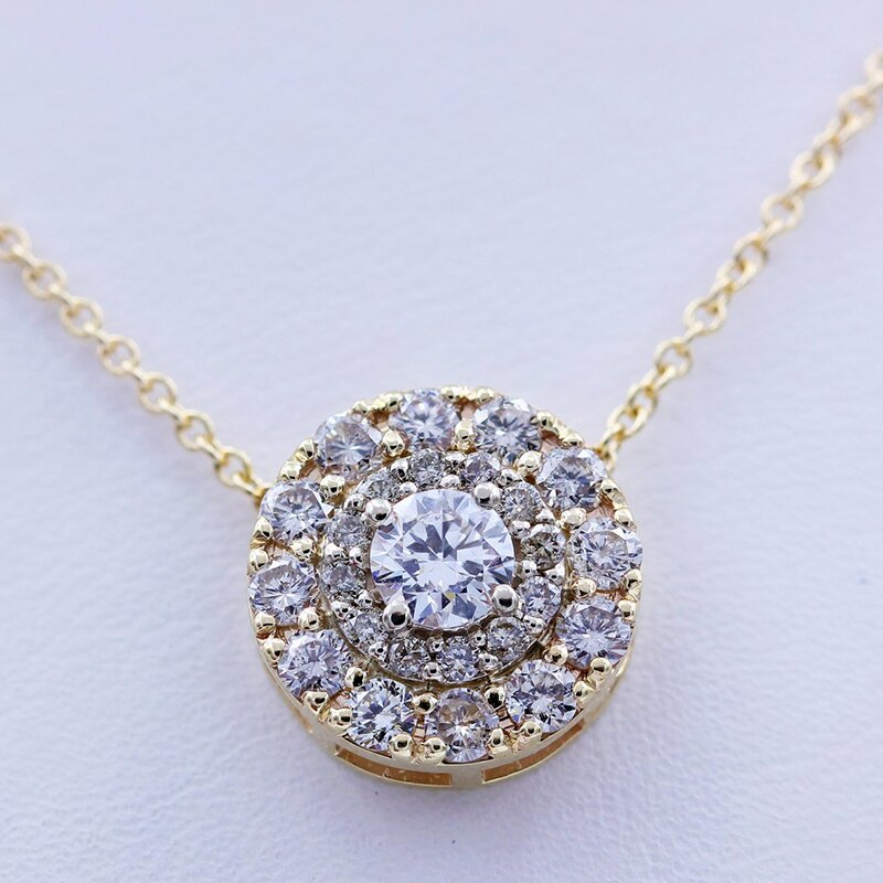 10K White & Yellow Gold Lab Grown Moissanite Diamond Pendant Necklace for Her