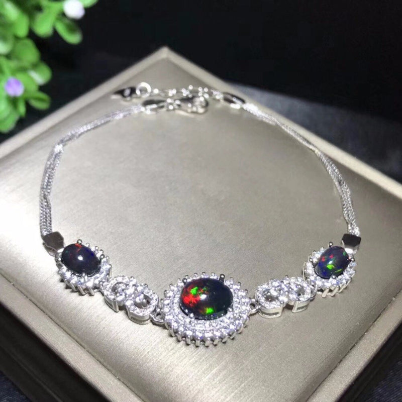 Sterling Silver Black Opal Bracelet