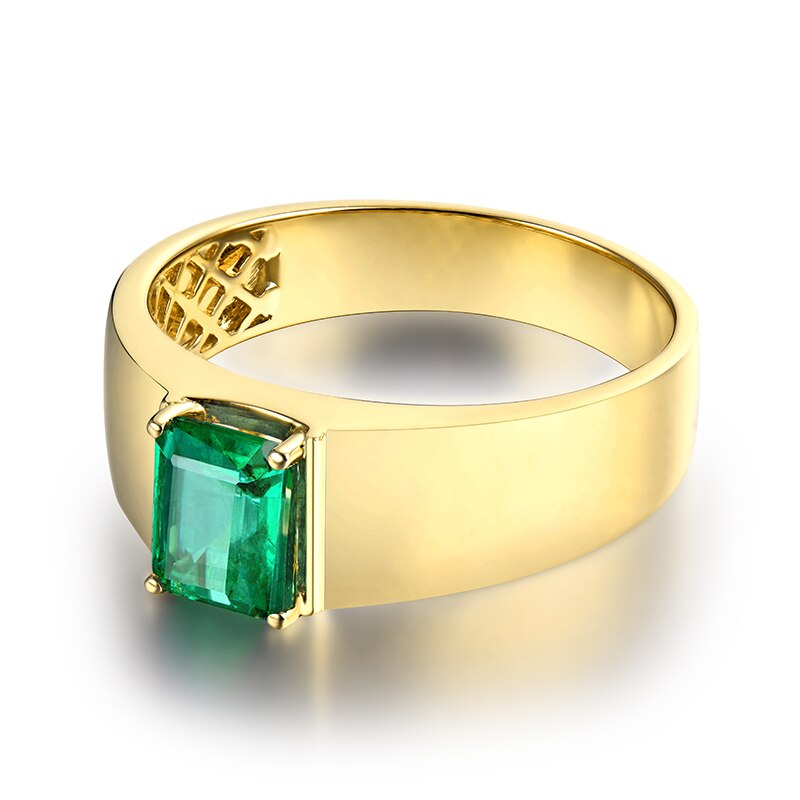 Sterling Silver Colombian Emerald Ring for Men