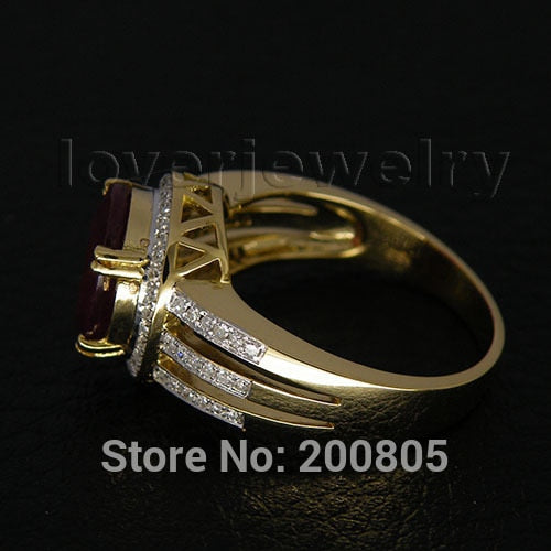 14K Yellow Gold Red Ruby 4.50CTW Diamond Ring for Women