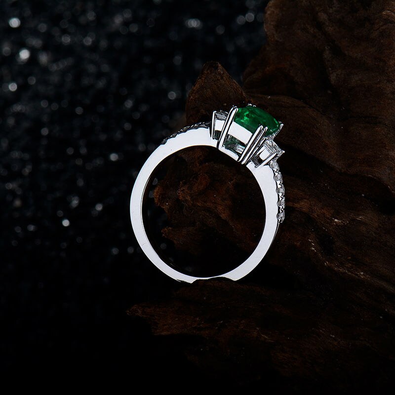 14K White Gold Emerald 0.00 Wedding Rings for Women