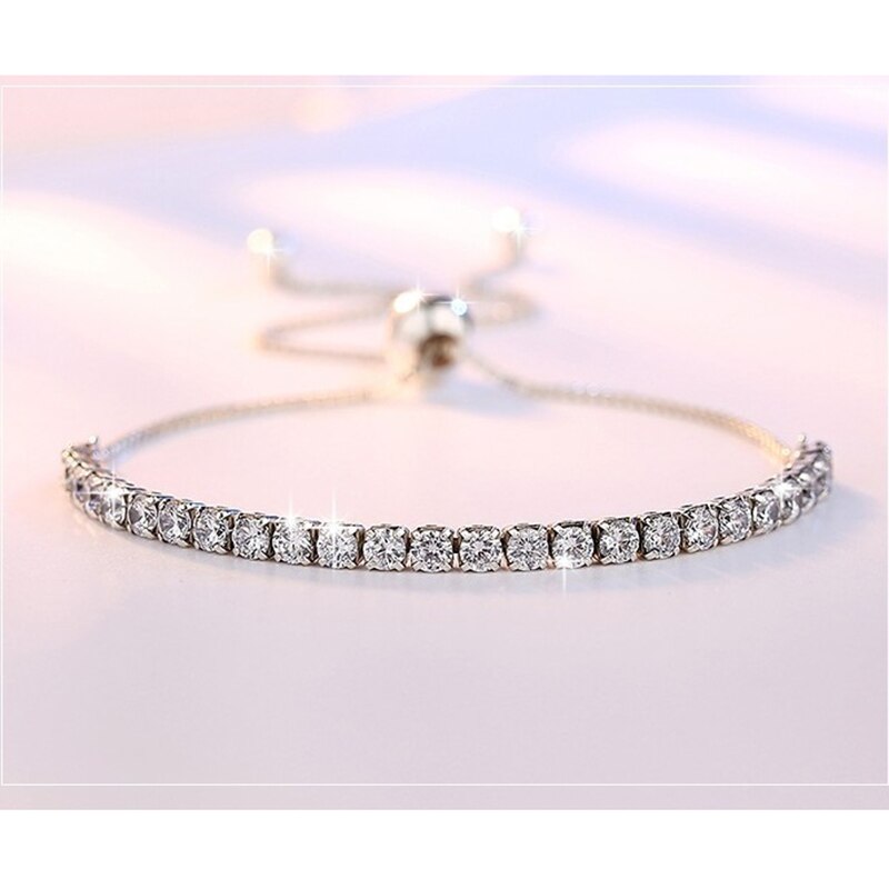 The Dazzling Elegance 925 Sterling Silver Sparkling Strand Link Tennis Bracelet