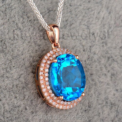 14K Rose Gold Dark Topaz Oval Pendant for Women