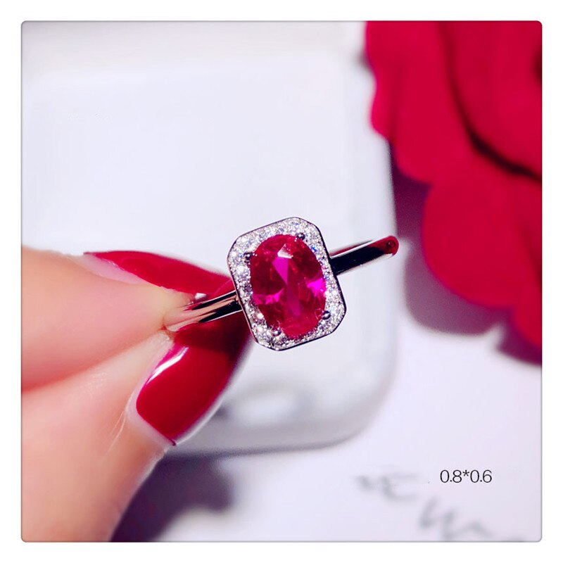 S925 Sterling Silver Vintage Red Ruby Open Rings
