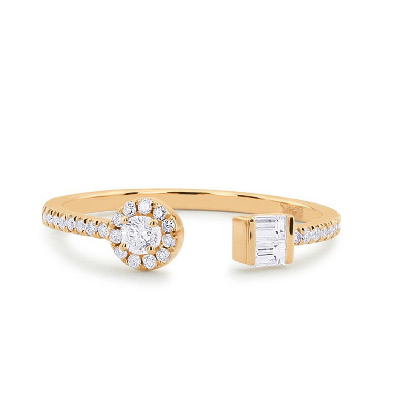 14k Gold 0.35ctw Baguette and Round Diamond Ring for Women