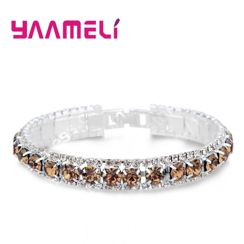 925 Sterling Silver Austrian Zircon Bangle available in 14 Colors