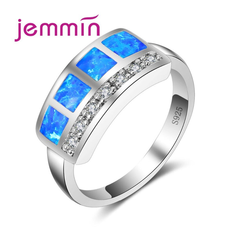 High Quality Unique Geometic Opal Ring 925 Sterling Silver Ring Promise Engagement Rings Bridal Fashion Jewelry