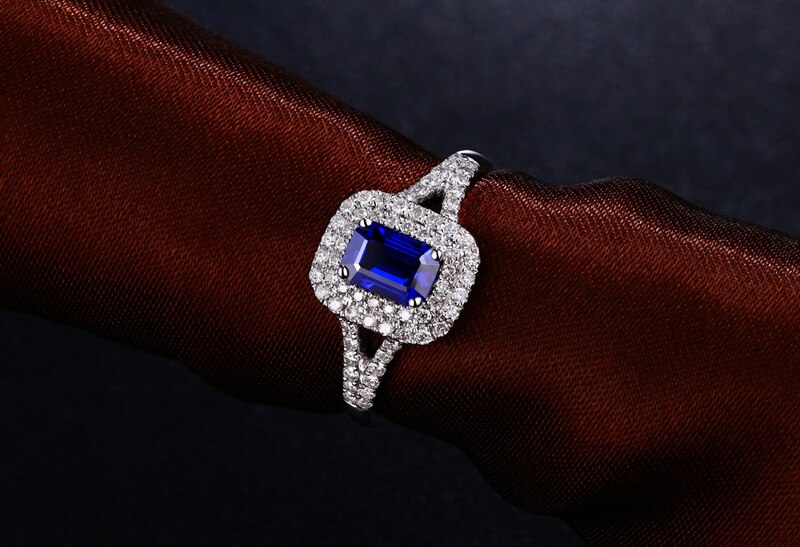 14kt White Gold Sapphire and Diamond Engagement Ring for Her