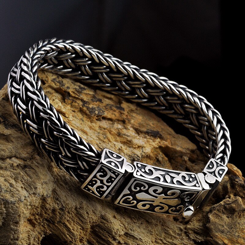 925 Sterling Silver Vintage Punk Rock Thai Bracelet
