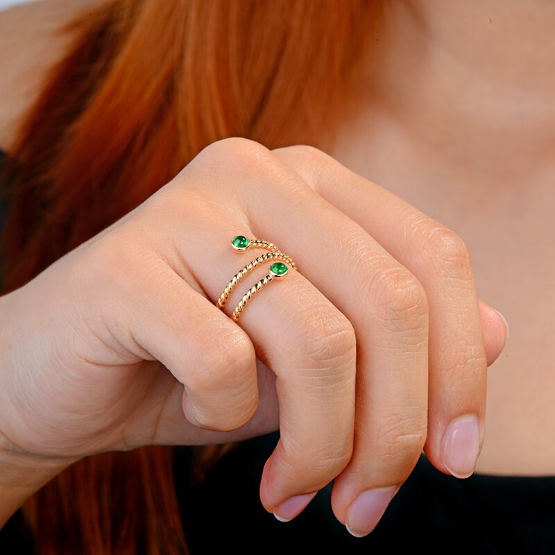 Sterling Silver Emerald Cabochon Ring 0.24ct