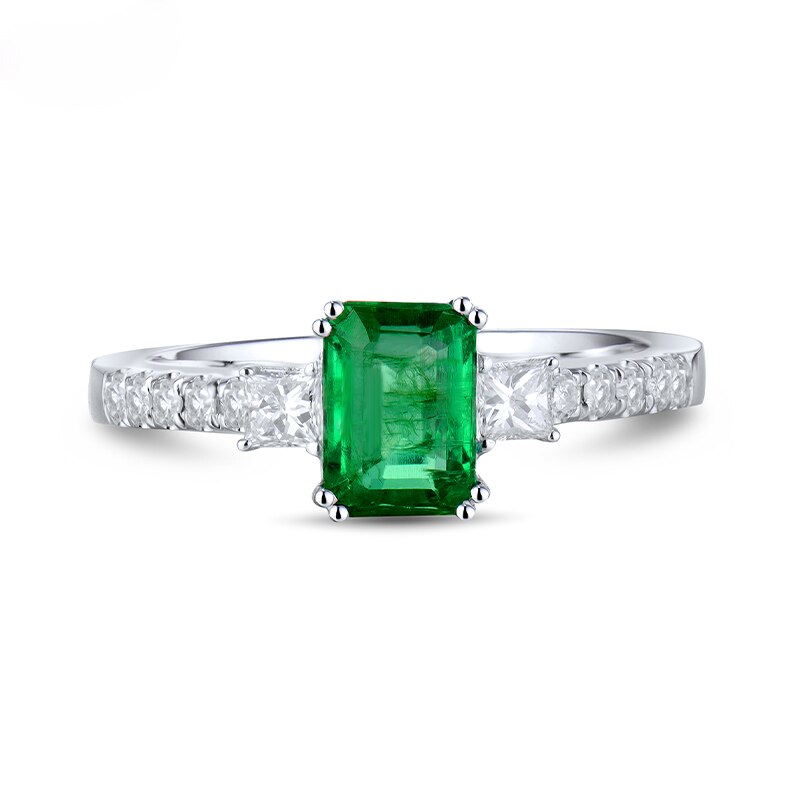 14K White Gold Emerald 0.00 Wedding Rings for Women