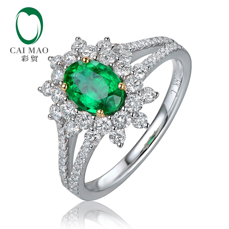 14kt Multi-Tone Gold Emerald and Diamond Ring for Women