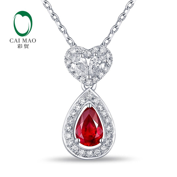 14K Gold 0.88ctw Ruby & Diamond Engagement Pendant for Her