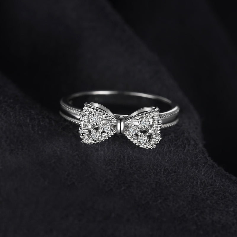 925 Sterling Silver Cubic Zirconia Bow Knot Ring