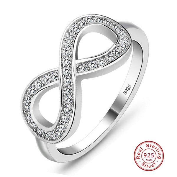 High Quality 925 Sterling Silver Infinity Symbol Zircon Ring