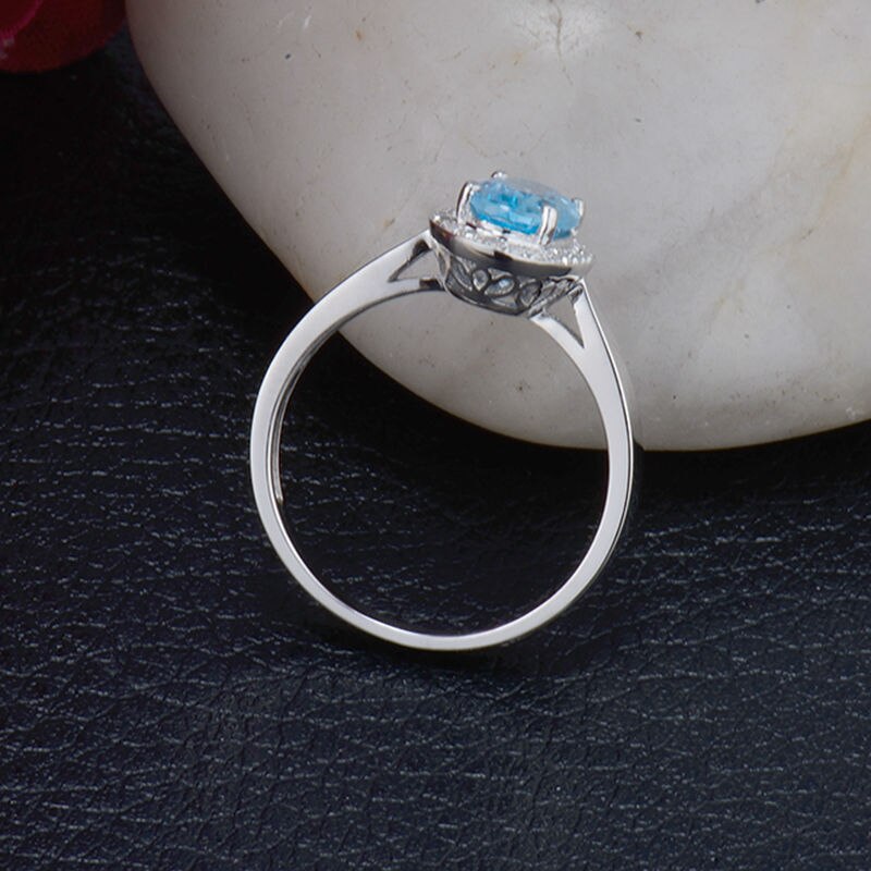 14K White Gold Topaz Engagement Ring