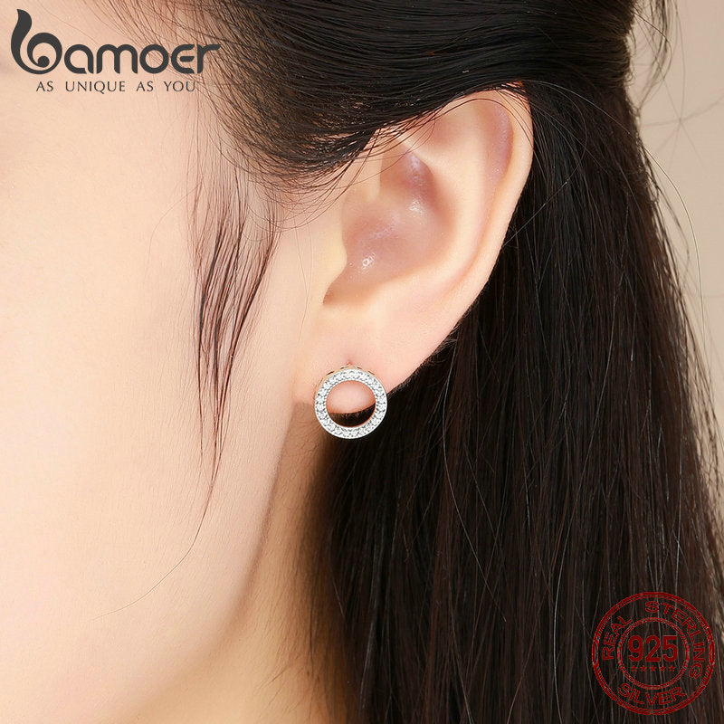 Sterling Silver Luminous Round Circle Earrings for Women