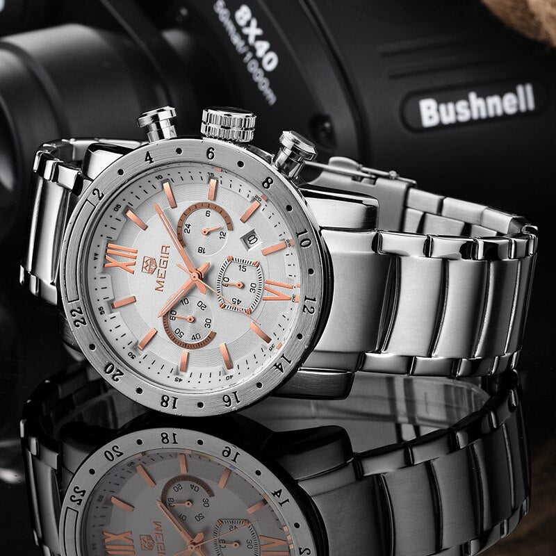 Megir fashion quartz watch for man waterproof luminous wrist watch mens large dial watches 3008