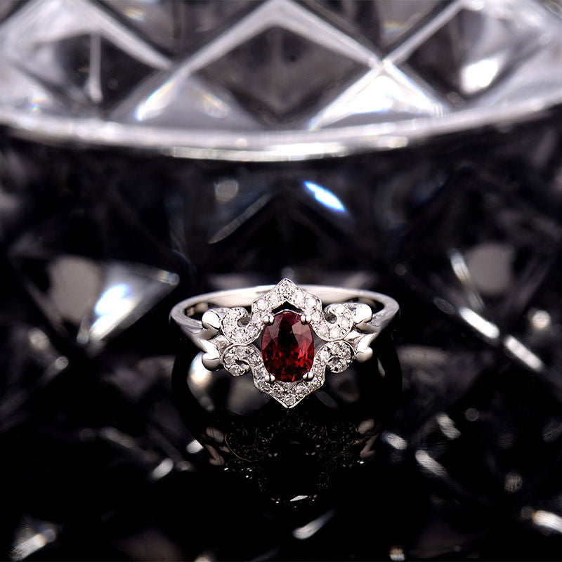 18K White Gold Ruby & Diamond Ring for Women