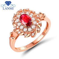 18K Rose Gold Ruby Diamond Ring for Women