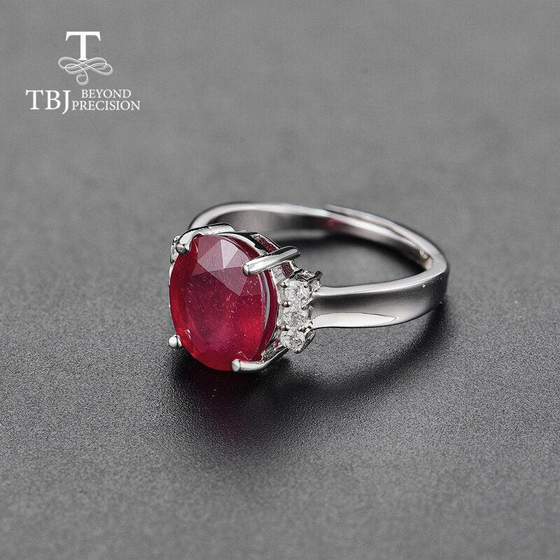 TBJ 925 sterling silver Natural Ruby oval 9*11mm Ring