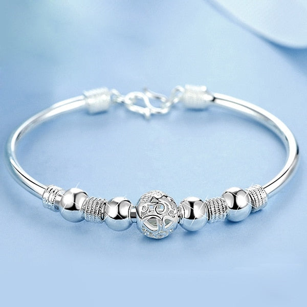 Fashion 925 Sterling Silver Charms Cuff Bangle available in 3 Styles