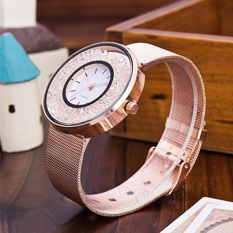 Fashion Couple Watch Precision Sands Diamond Lady Crystal Watch Luxury Brand Beautiful Gift Quartz Movement Analog Watch #F