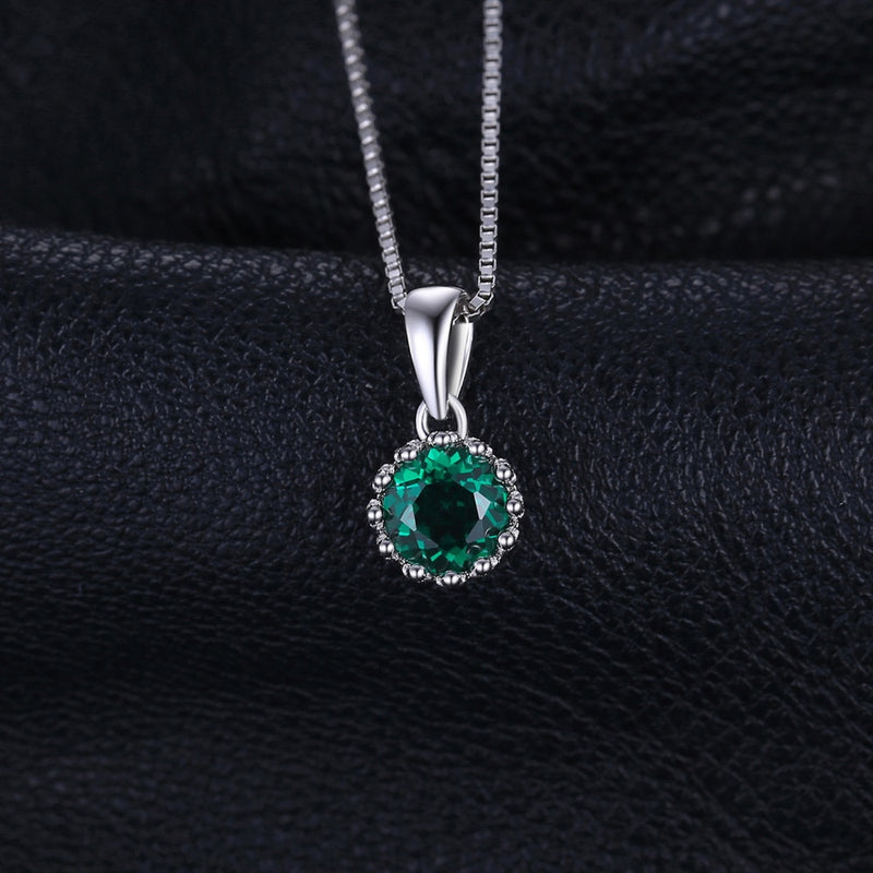 925 Sterling Silver Nano Emerald Pendant Necklace for Women