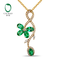 18K Gold 1.76ctw Emerald and Diamond Pendant for Women