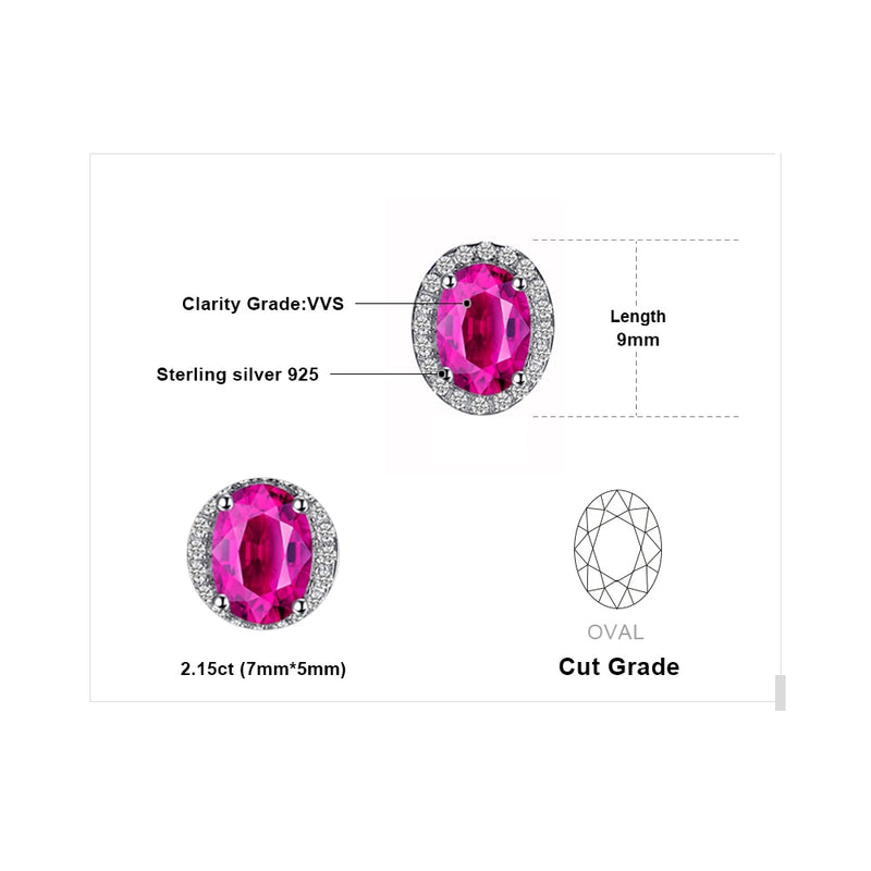 Sterling Silver Oval Pink Sapphire Earrings for Women