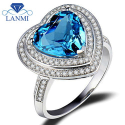 14K White Gold Blue Topaz Engagement Ring for Women