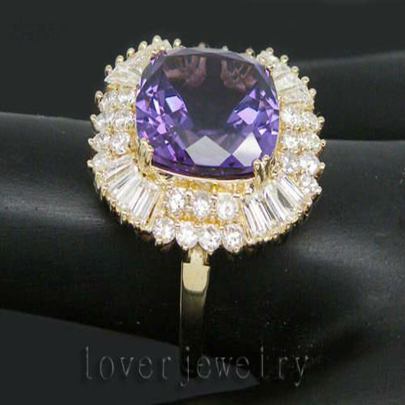 14kt Gold Amethyst 9.80ct Natural Diamonds Ring for Her