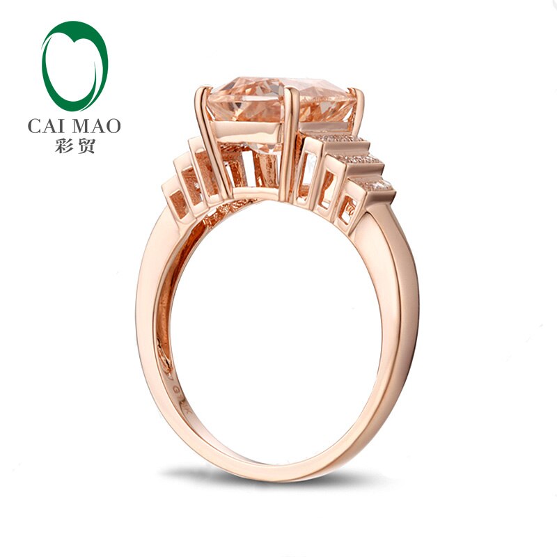 14k Rose Gold 2.42ct Emerald Morganite & Diamond Engagement Ring for Her