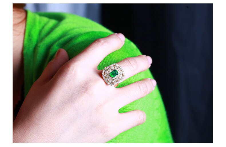 14K Gold Emerald and Diamond Ring for Her