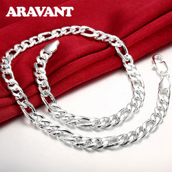 925 Silver 10MM Sideways Chain Necklace For Men Silver Jewelry Gift