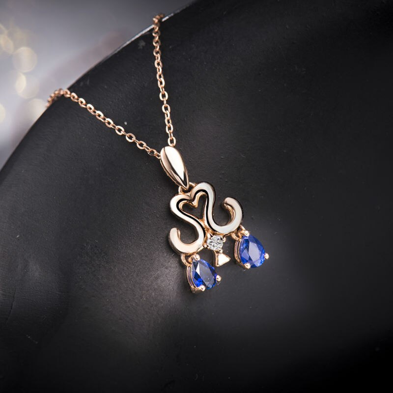 18K Rose Gold Sapphire Pendant for Women