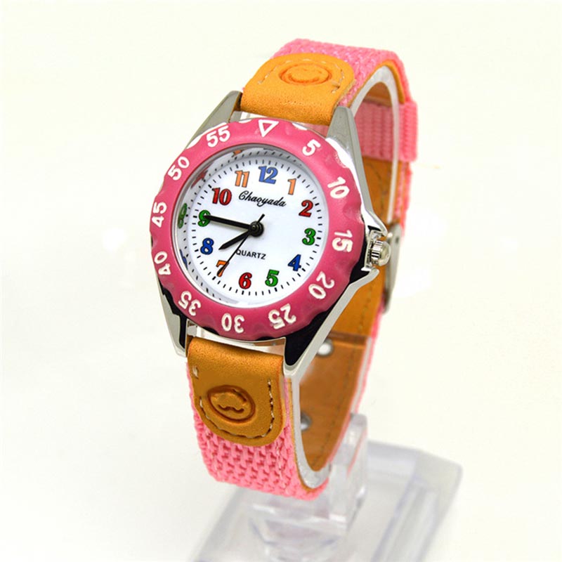 Cute Quartz Sports Casual Colorful Fabric Strap Children Wristwatches