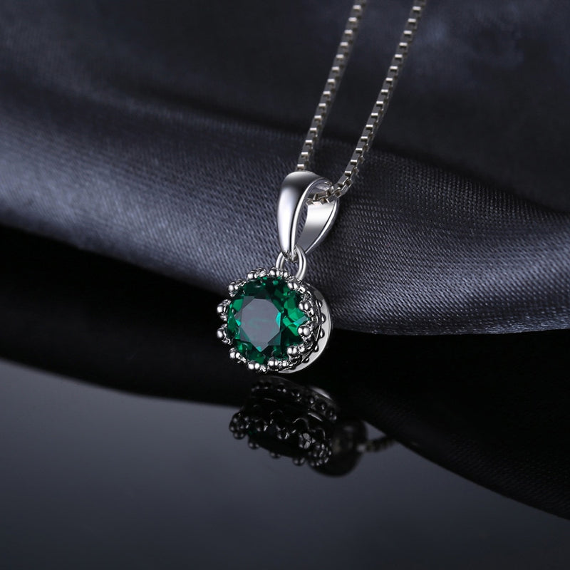 925 Sterling Silver Nano Emerald Pendant Necklace for Women