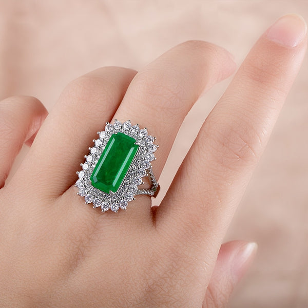 Sterling Silver Emerald Tourmaline Ring for Women