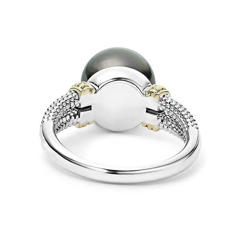 Fashion Grey Pearl Ring in S925 Sterling Silver