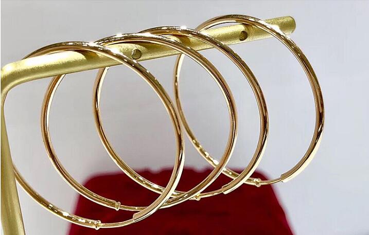 Pure 18K Rose Gold Big Circle Hoop Earrings