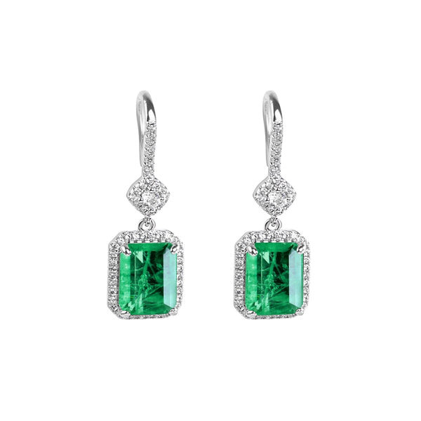 Gold Emerald Paraiba Gemstones 8x10mm Drop Earrings for Women