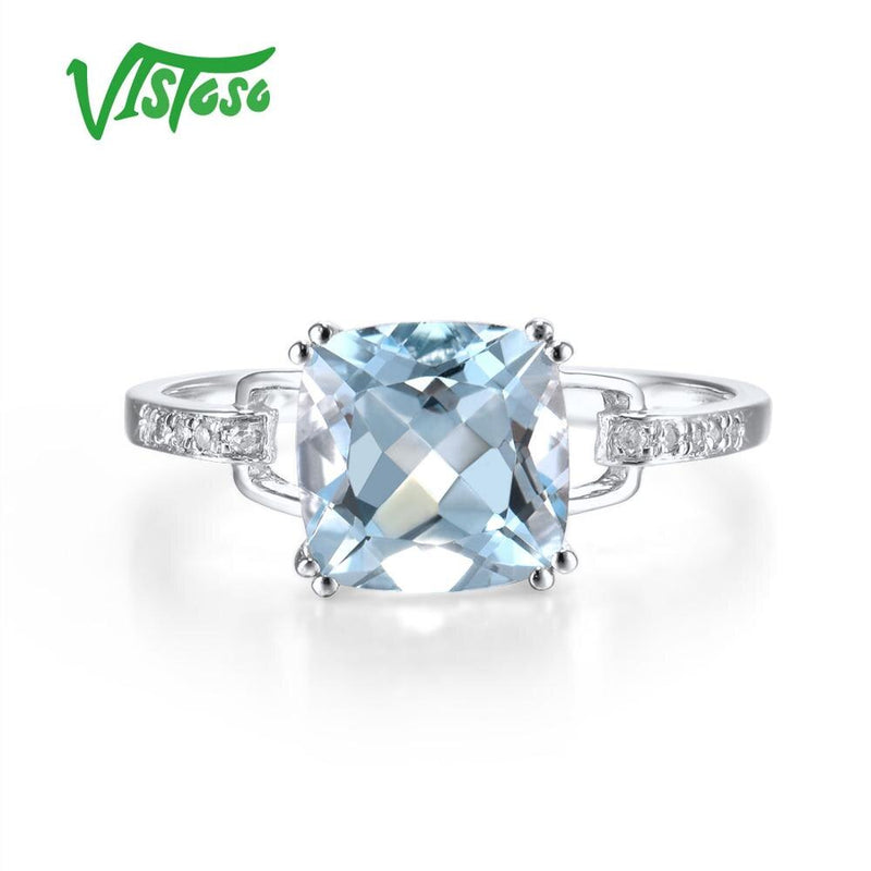 14K White Gold or 14K Rose Gold Sparkling Diamond and Sky Blue Topaz or Red Garnet Ring for Women