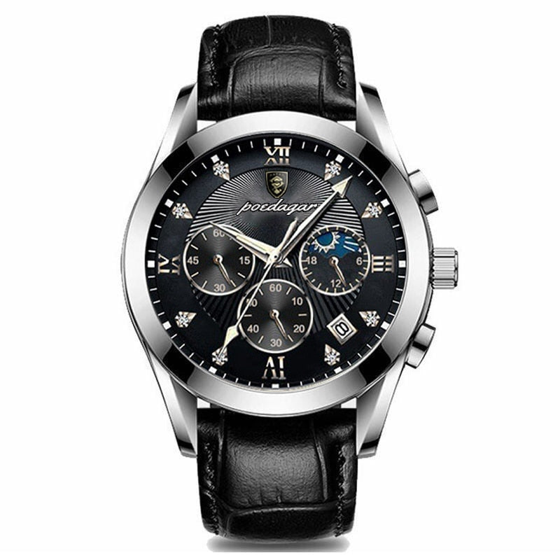 Rose Gold Leather Waterproof Luminous Watch for Men
