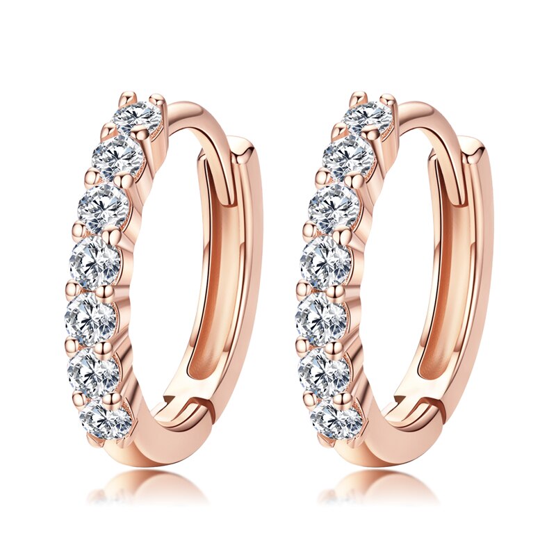 925 Sterling Silver Rose Gold Zircon Hoop Earrings for Women