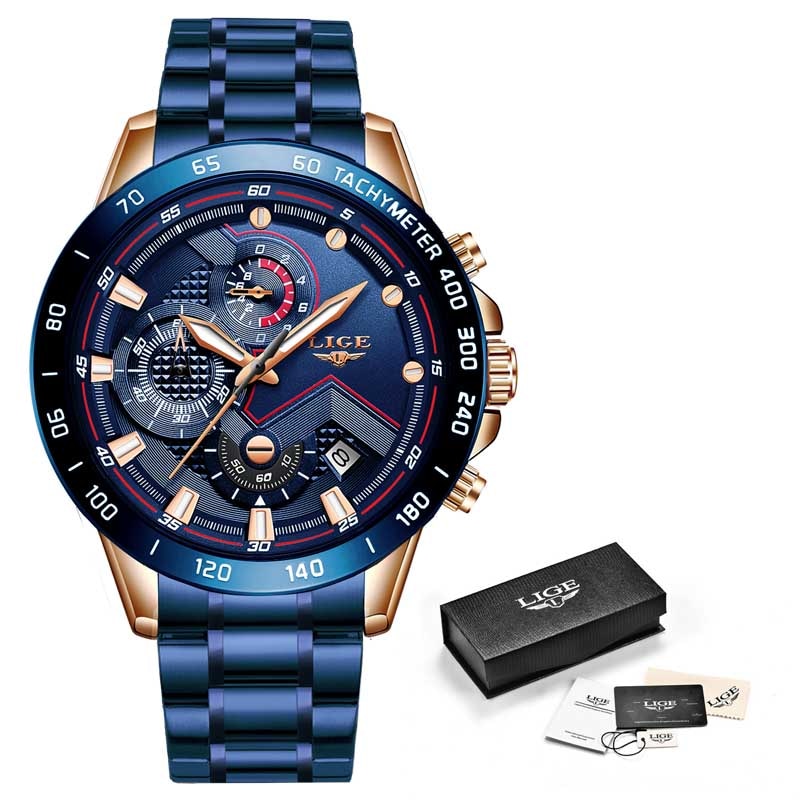 Stainless Steel Luxury Military Waterproof Chronograph Watch for Men