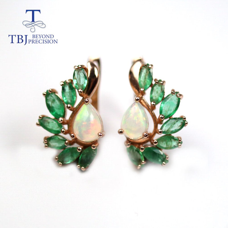 Eyes catching colorful Opal emerald clasp earring natural gemstones fine jewelry for women wife mom  925 sterling silver tbj\"\"