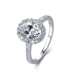 18K White Gold Oval Cut Moissanite Ring for Women