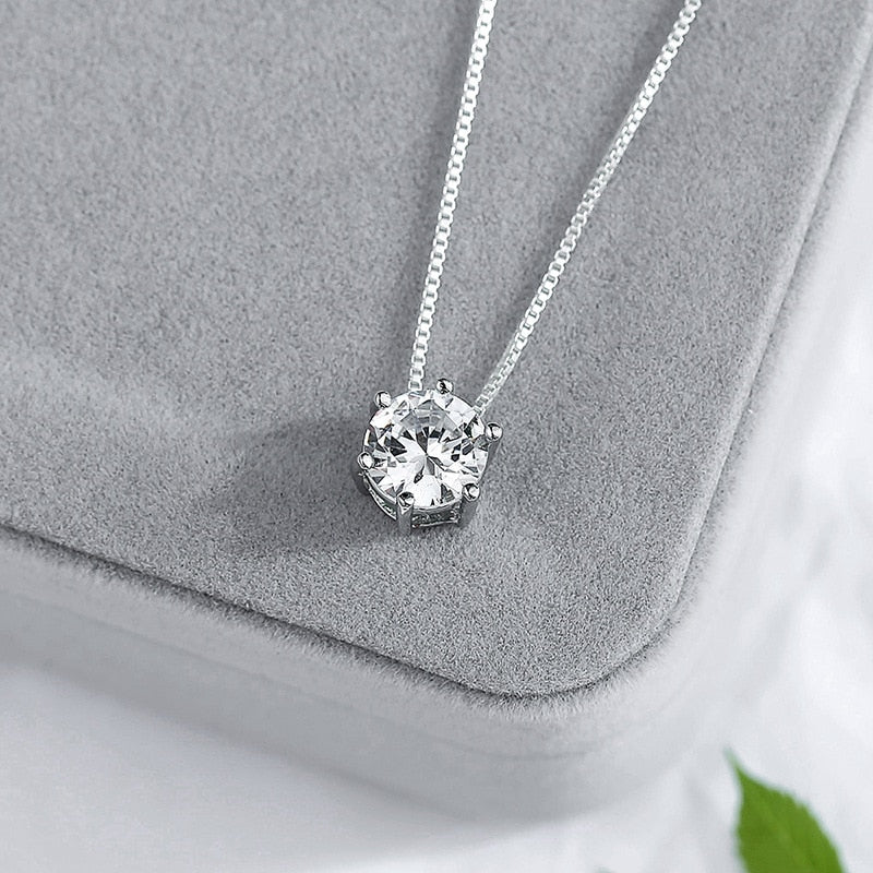 YANHUI 925 Silver Womens Fashion New Jewelry High Quality Crystal Zircon Round Retro Simple Pendant Necklace Long 40/45/50CM